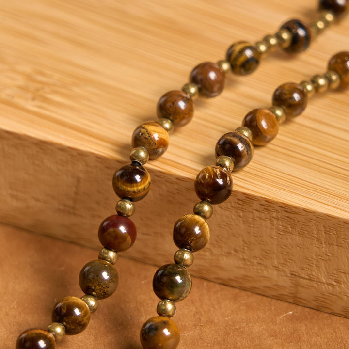 Handmade Tiger's Eye Stone Elastic Rosary Bracelet: A Dual - Purpose Spiritual Gem