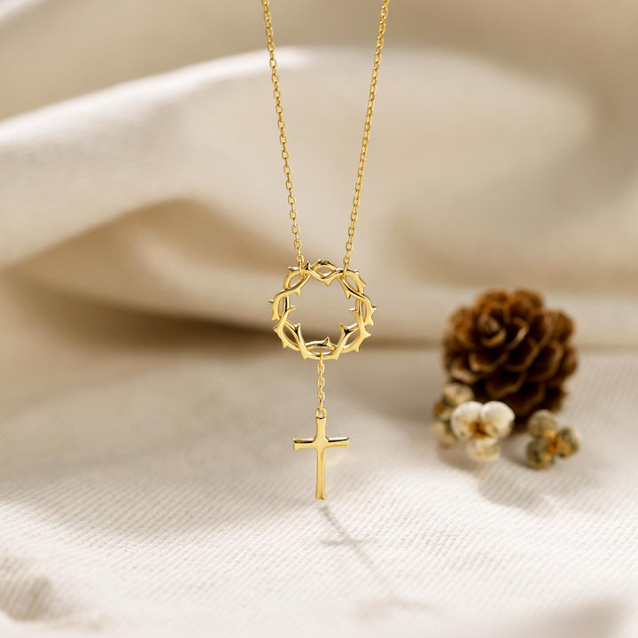 Crown of Thorns Cross Necklace