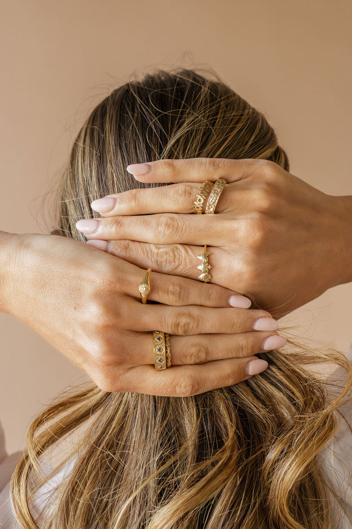 Sacred Hearts of the Holy Family Ring in 18k Gold Plated