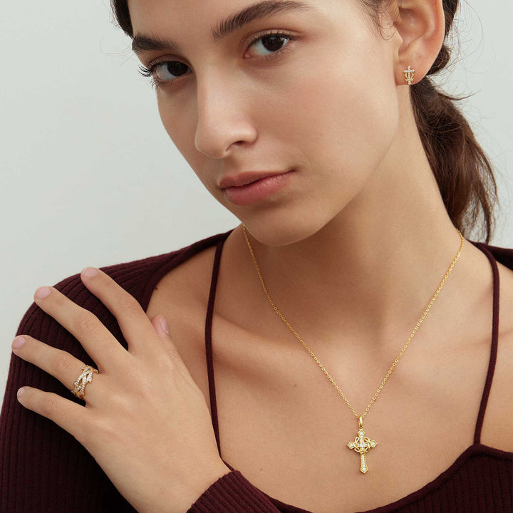 Cross and Crown of Thorns Faith Pendant Necklace