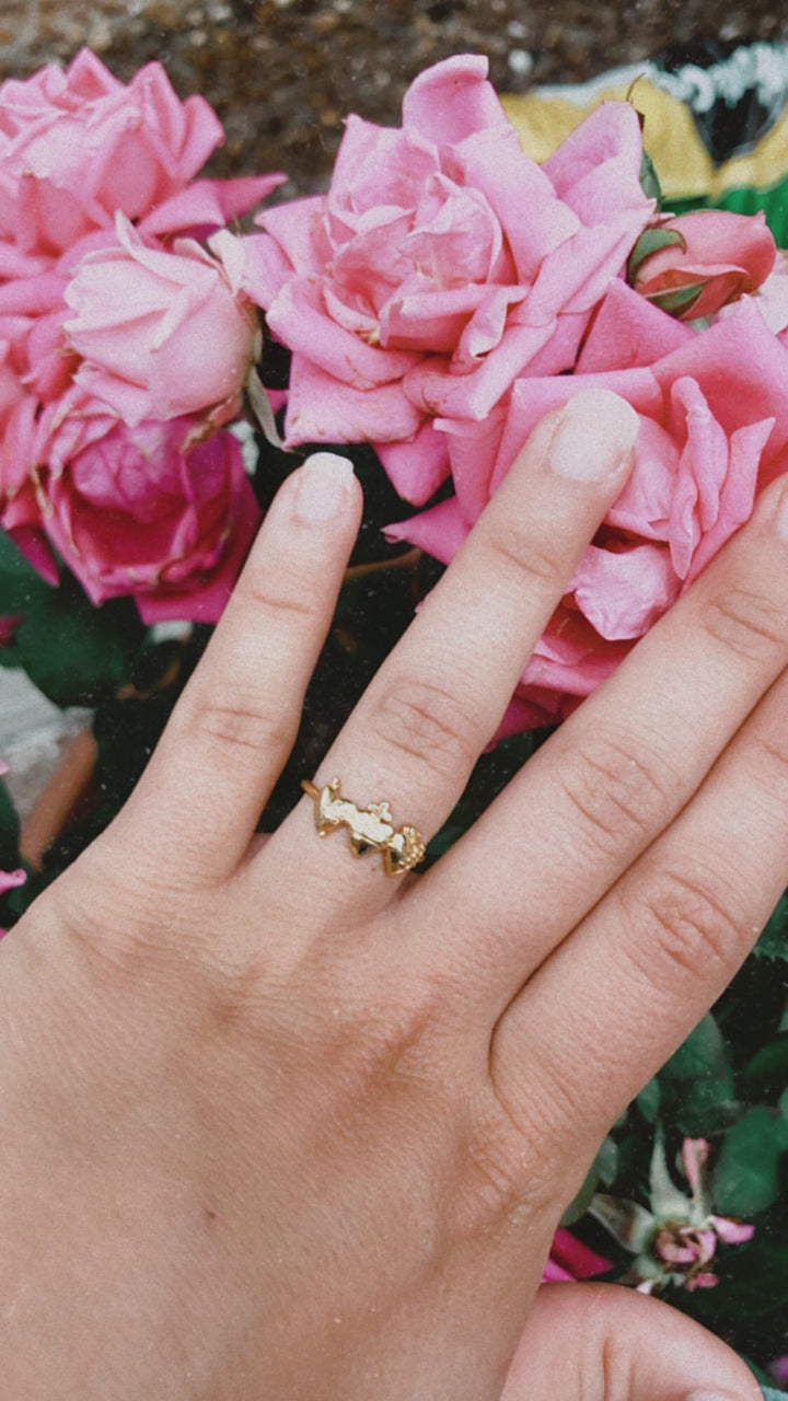 Sacred Hearts of the Holy Family Ring in 18k Gold Plated