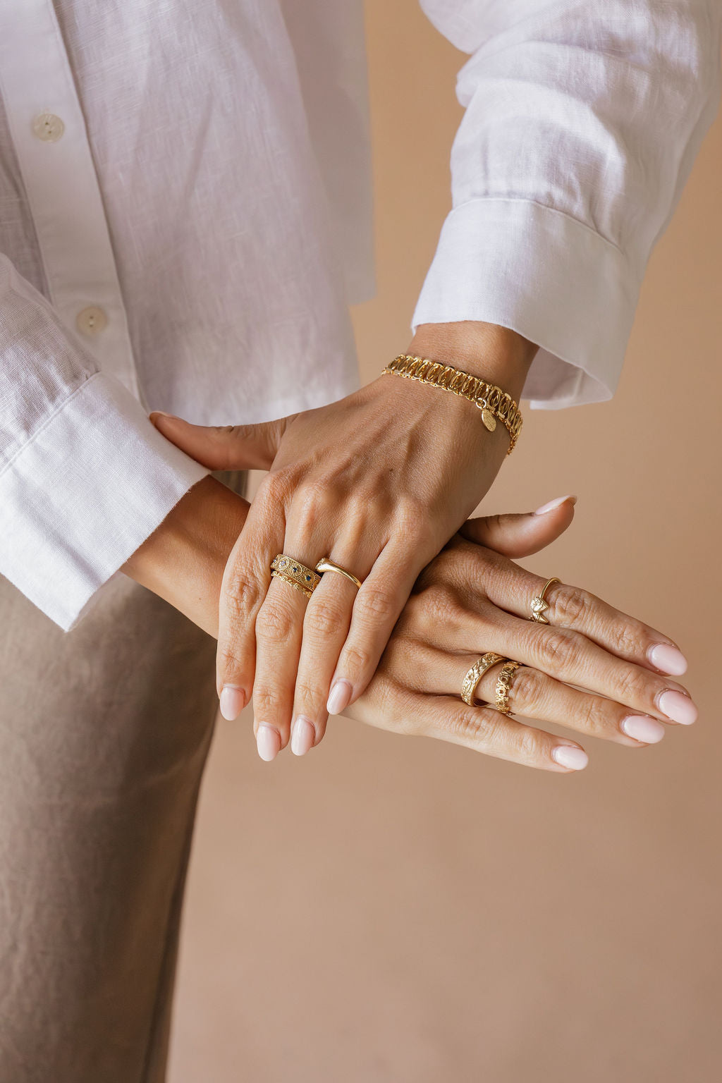 Sacred Hearts of the Holy Family Ring in 18k Gold Plated