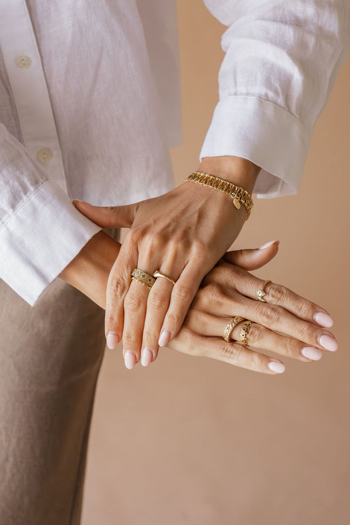 Sacred Hearts of the Holy Family Ring in 18k Gold Plated