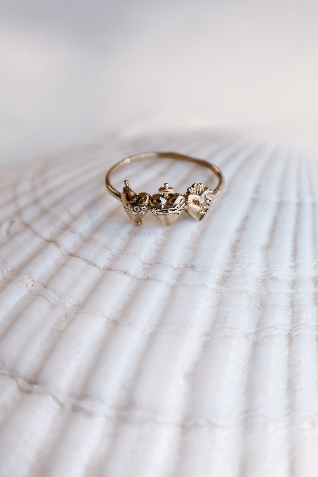 Sacred Hearts of the Holy Family Ring in 18k Gold Plated