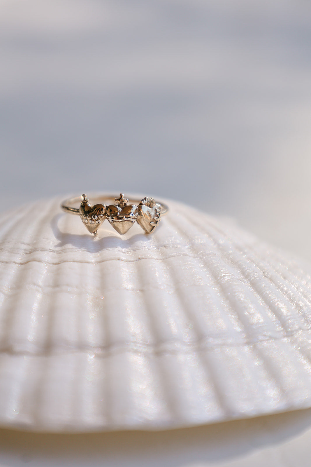 Sacred Hearts of the Holy Family Ring in 18k Gold Plated