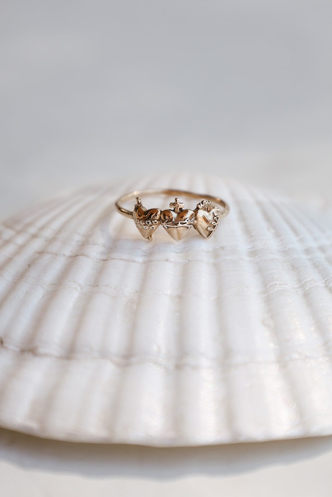 Sacred Hearts of the Holy Family Ring in 18k Gold Plated