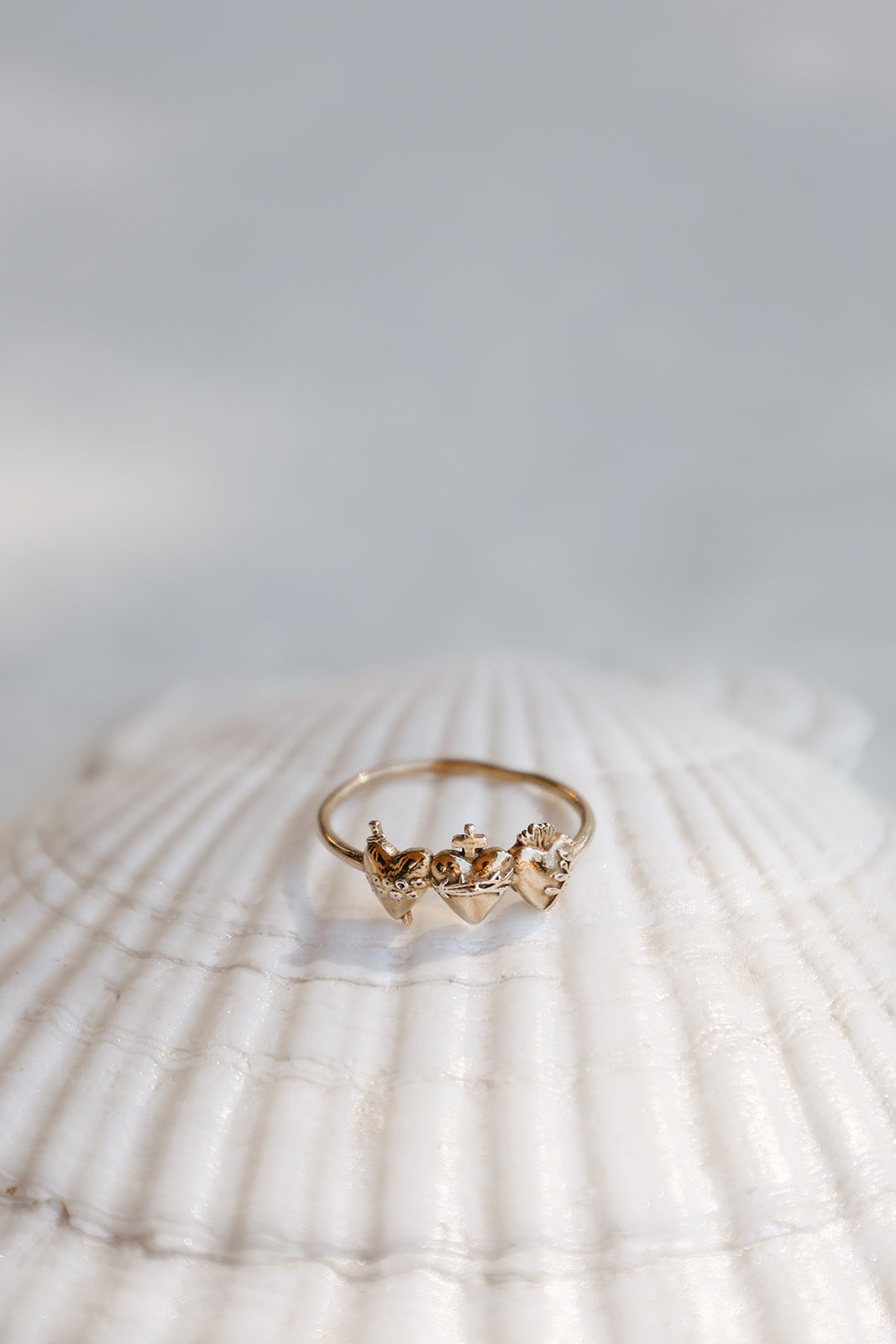 Sacred Hearts of the Holy Family Ring in 18k Gold Plated