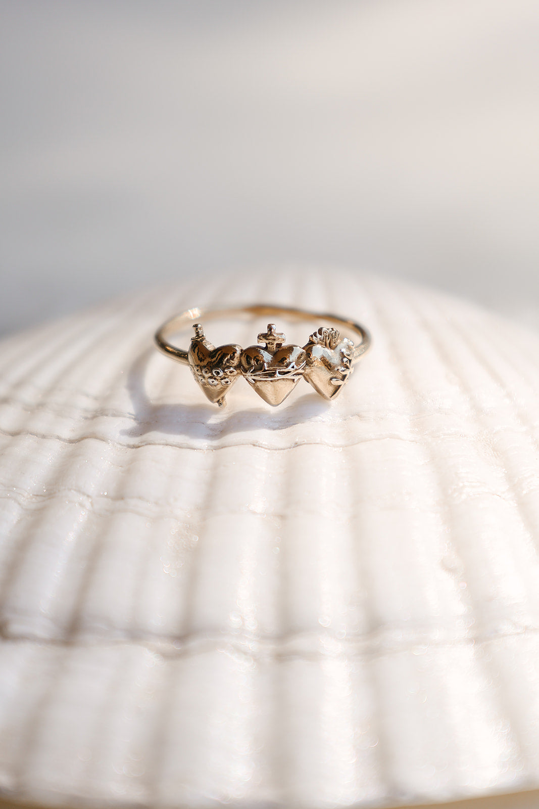 Sacred Hearts of the Holy Family Ring in 18k Gold Plated