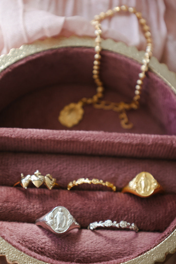 Sacred Hearts of the Holy Family Ring in 18k Gold Plated