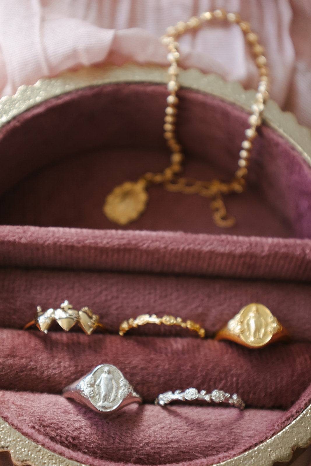 Sacred Hearts of the Holy Family Ring in 18k Gold Plated