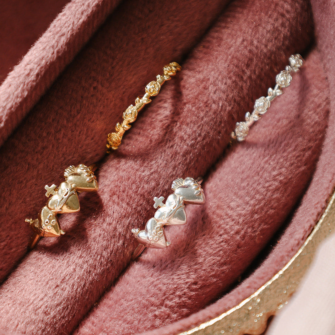 Sacred Hearts of the Holy Family Ring in 18k Gold Plated
