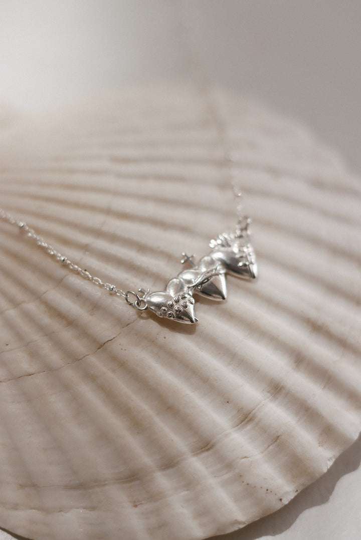 Sacred Hearts of the Holy Family Necklace in Sterling Silver
