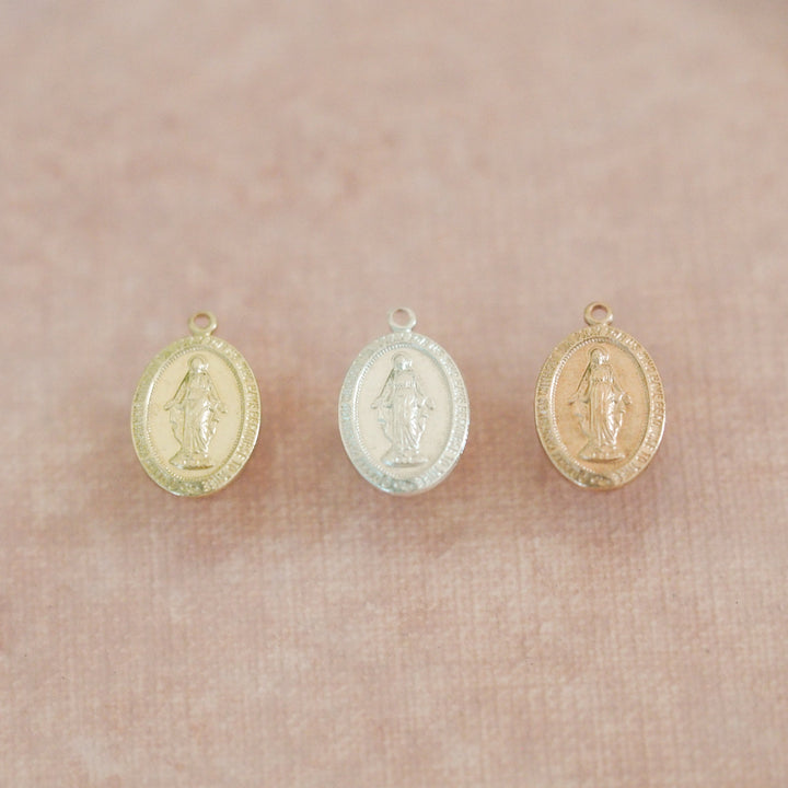 Floral Cross & Miraculous Medal Necklace