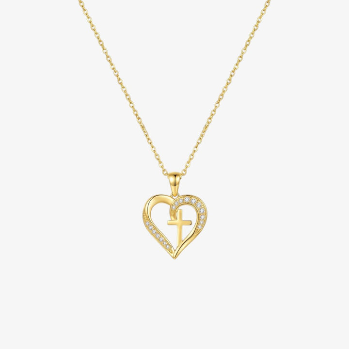 Crystal Heart Cross Necklace