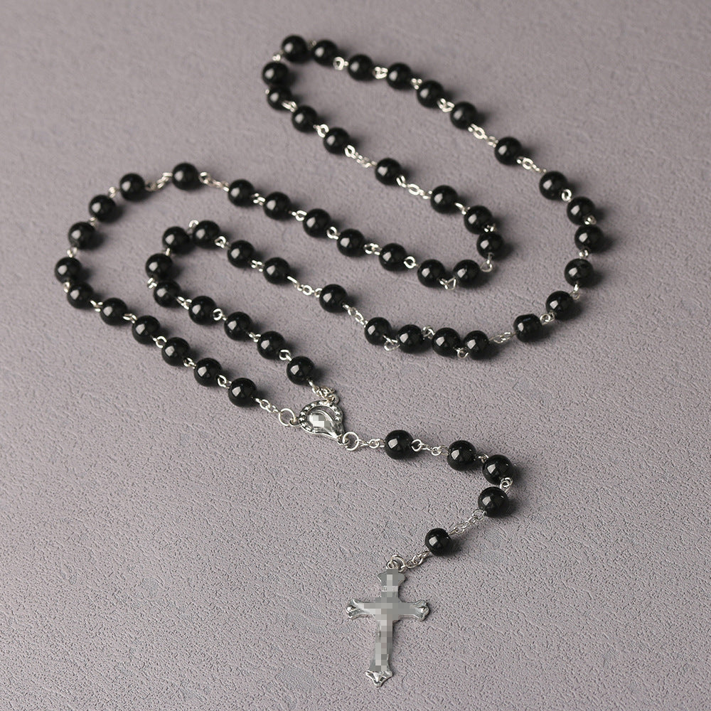 Royal Blue Pearl Beads Rosary with Holy Mother Medal & Crucifix