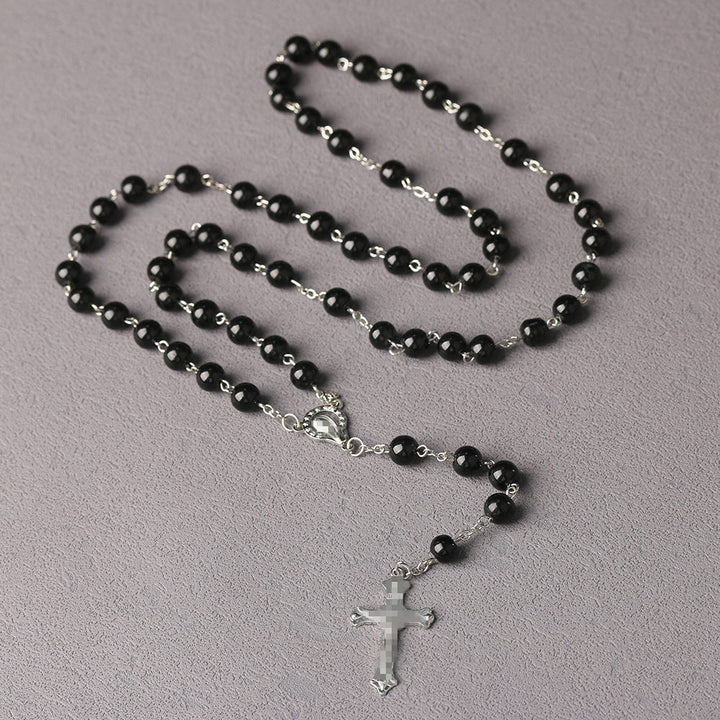 Royal Blue Pearl Beads Rosary with Holy Mother Medal & Crucifix