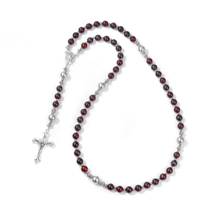Handmade St. Therese of Lisieux Medal & Crucifix, Lapis Lazuli & Map Stone Rosary