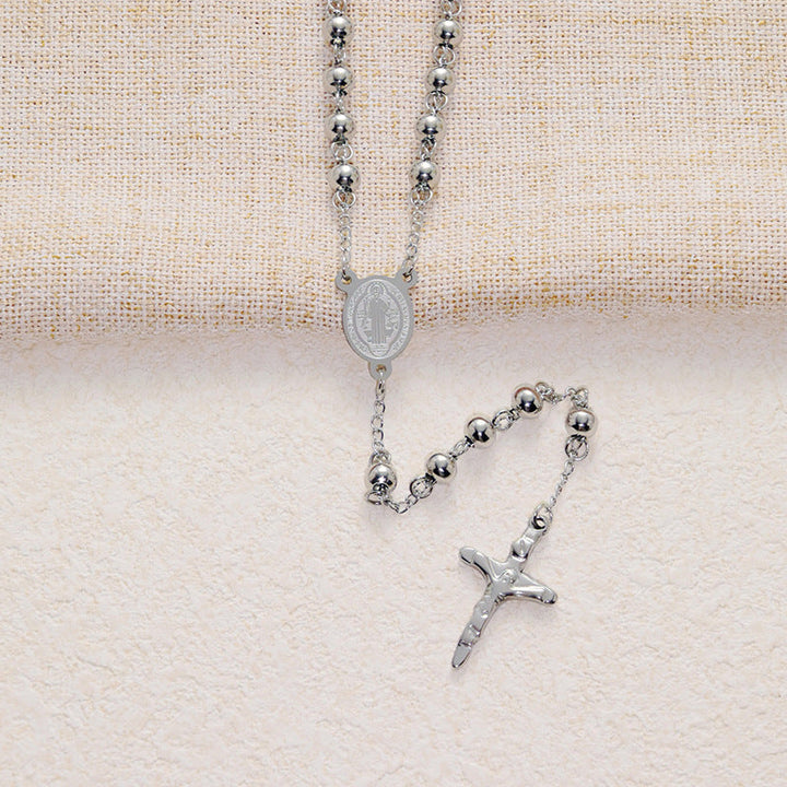 Stainless Steel Black Beaded Rosary