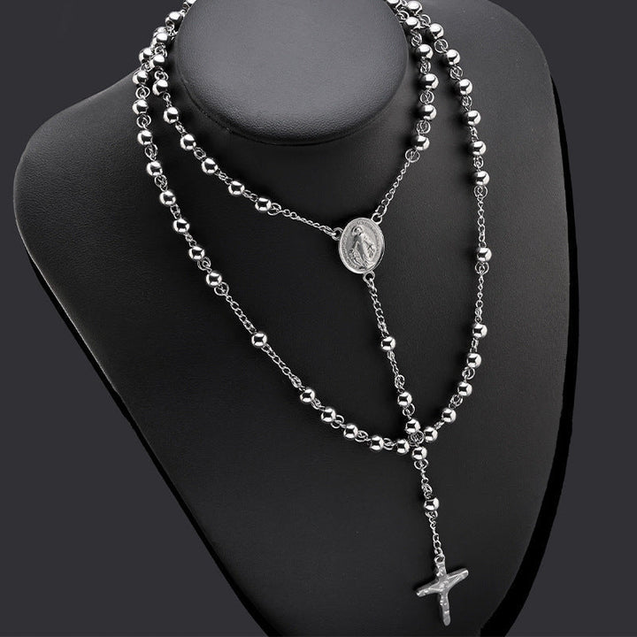 Hematite Rosary with Blessed Virgin Mary Medal
