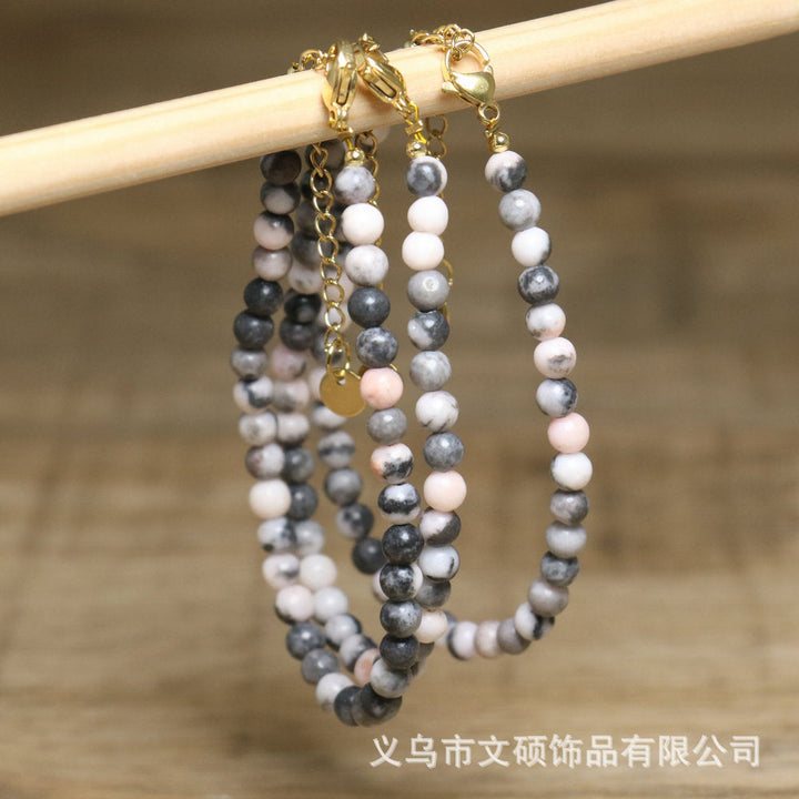 Matte Pink Zebra Jasper & Pearl Rosary with Miraculous Medal & Crucifix