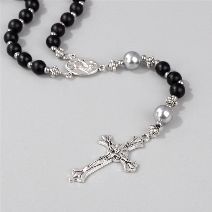 Handmade St. Therese of Lisieux Medal & Crucifix, Lapis Lazuli & Map Stone Rosary