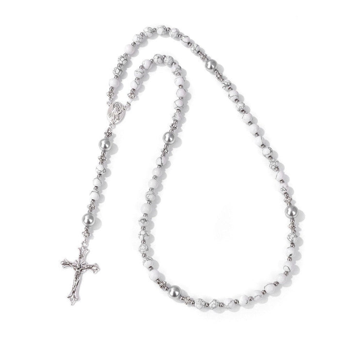 Handmade St. Therese of Lisieux Medal & Crucifix, Lapis Lazuli & Map Stone Rosary