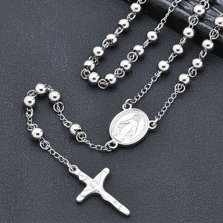 Hematite Rosary with Blessed Virgin Mary Medal