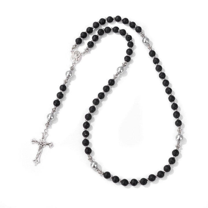 Handmade St. Therese of Lisieux Medal & Crucifix, Lapis Lazuli & Map Stone Rosary
