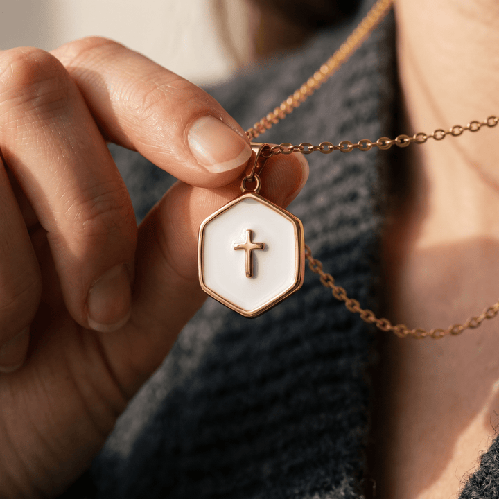 Cross Inside Pearls Necklace
