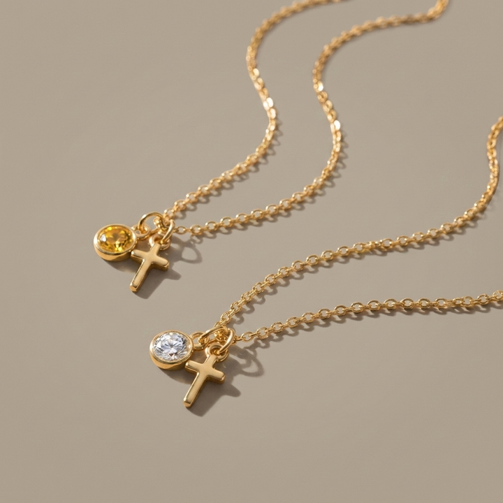 Birthstone Cross Necklace