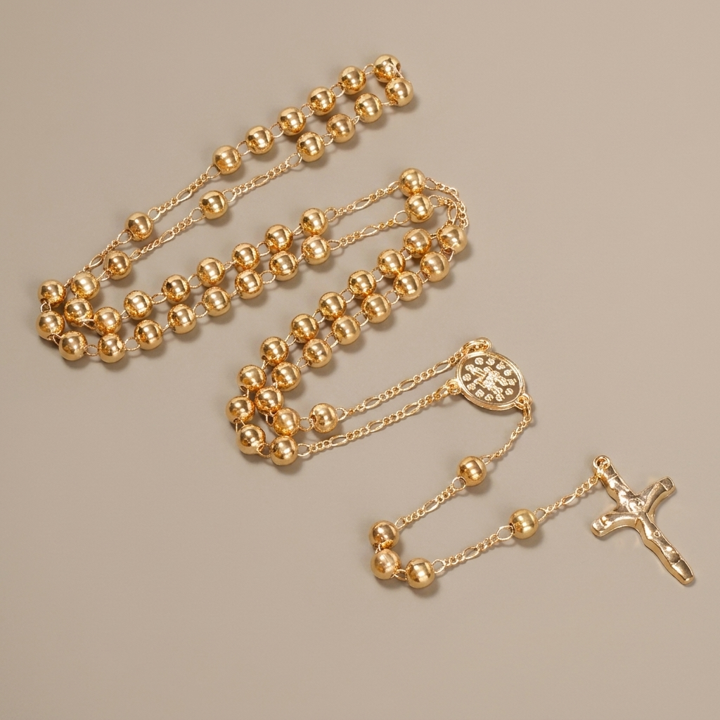 Christian Virgin Mary Long Chain Jesus Cross Religion Rosary