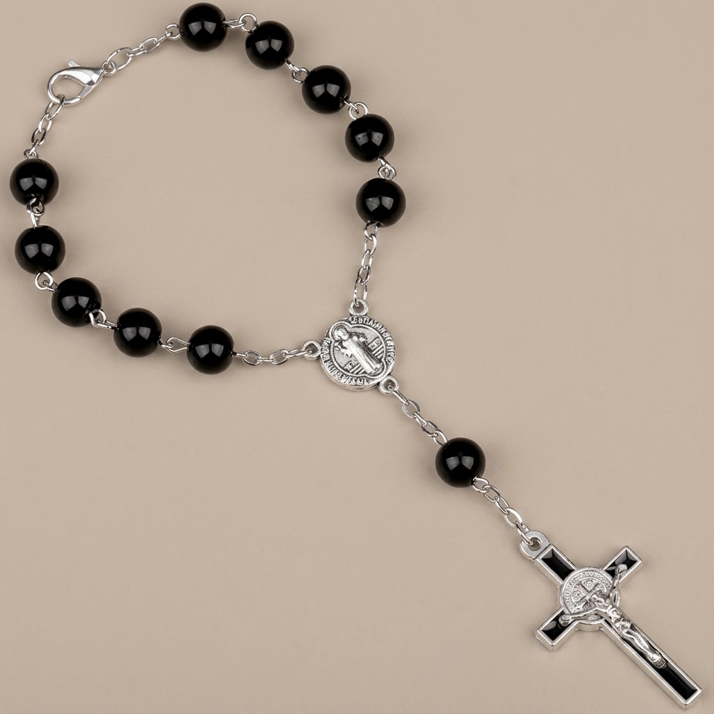 Handmade Beaded Cross Bracelet Pocket Rosary