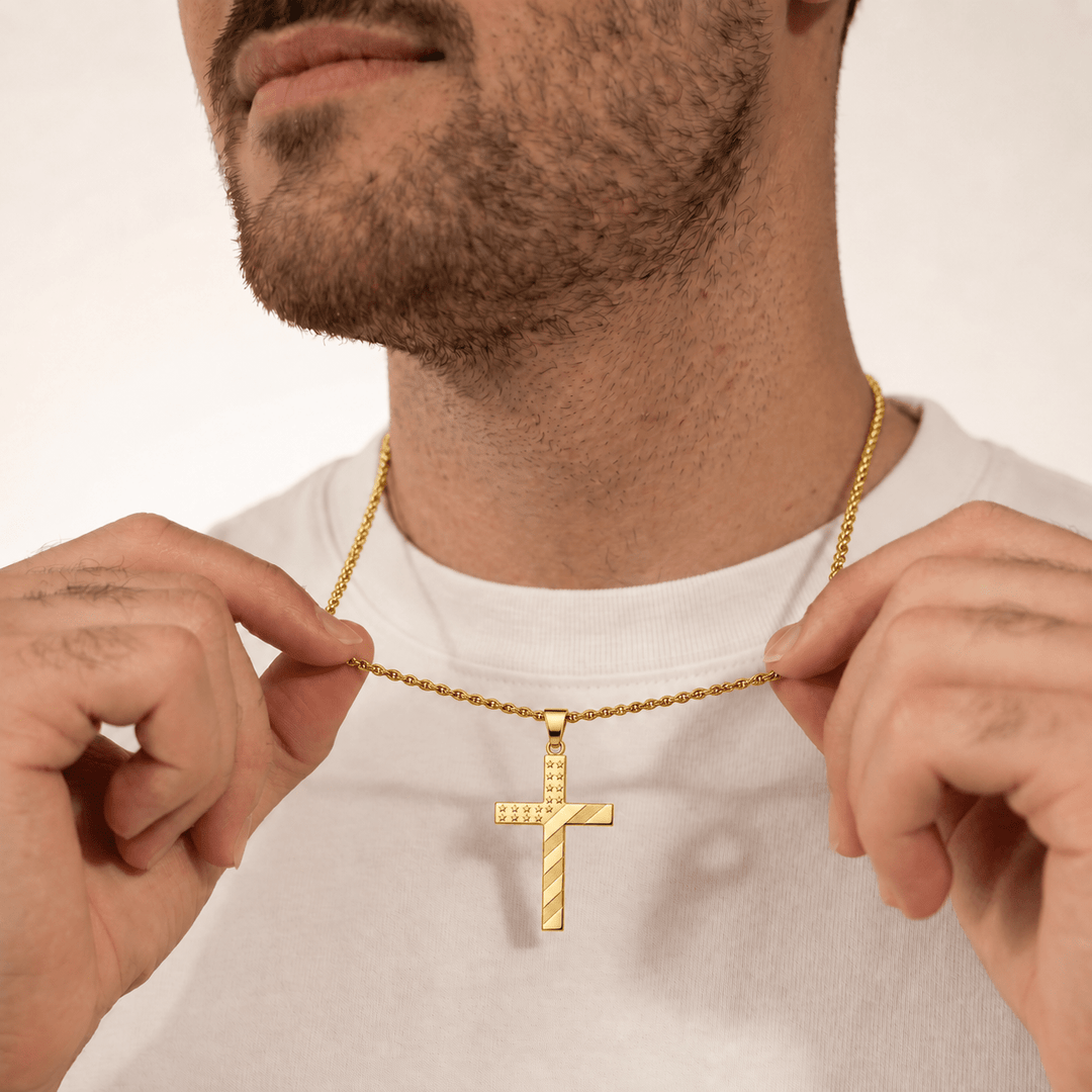 Patriotic American Flag Cross Necklace