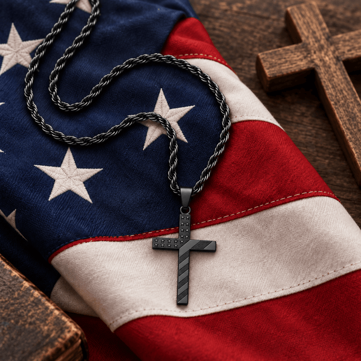 Patriotic American Flag Cross Necklace