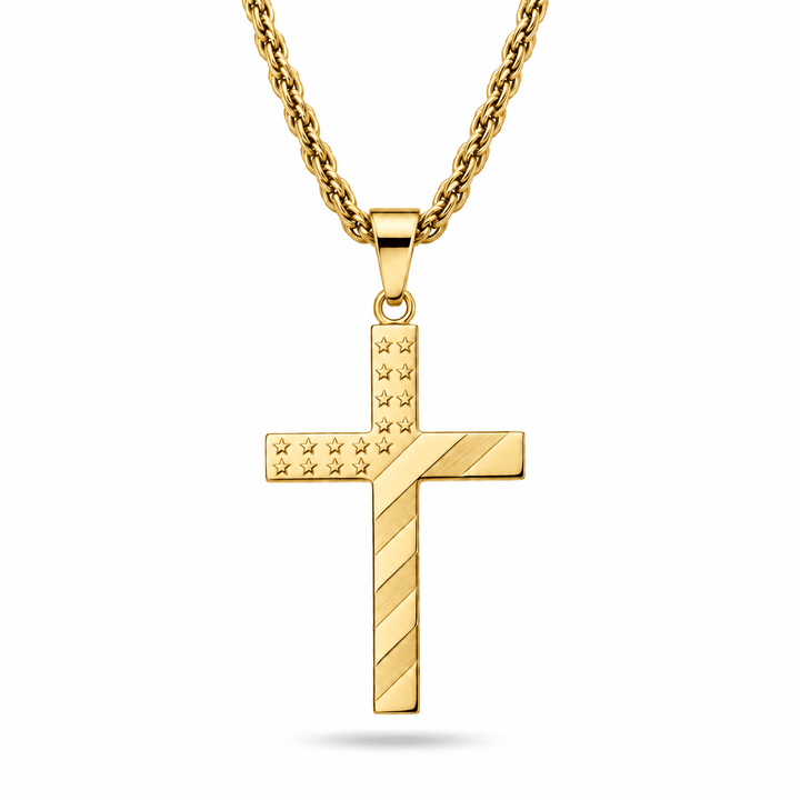 Patriotic American Flag Cross Necklace