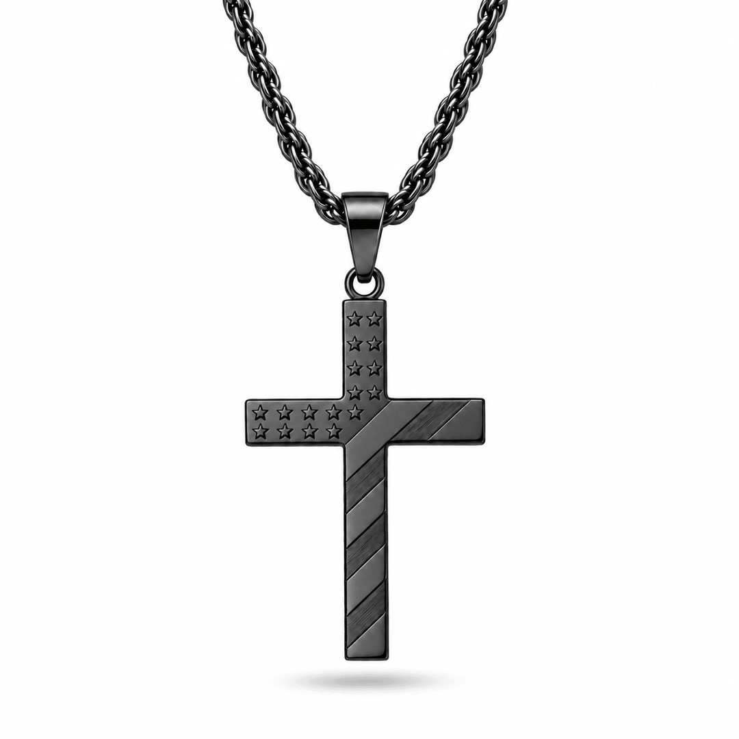 Patriotic American Flag Cross Necklace