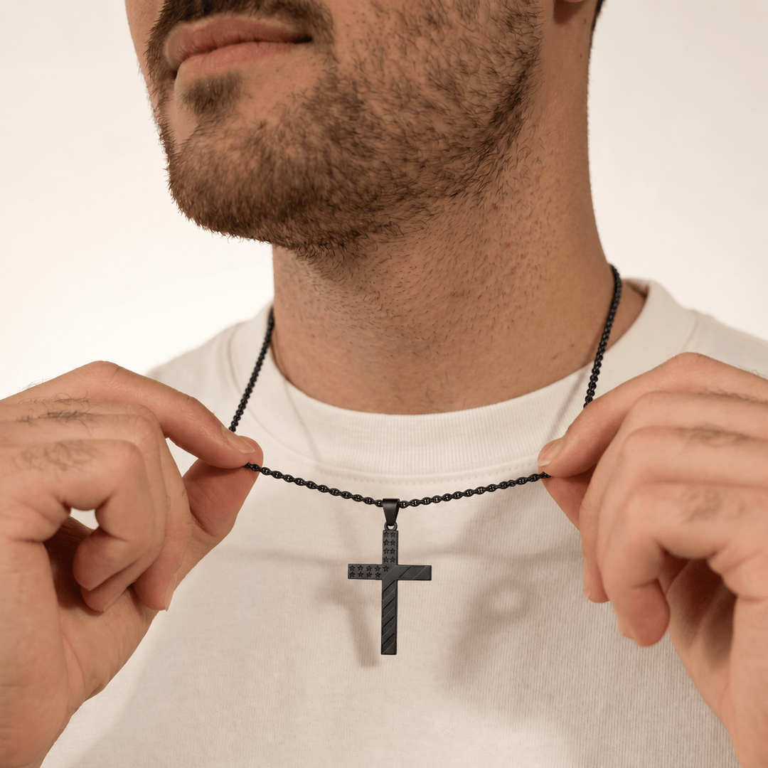 Patriotic American Flag Cross Necklace