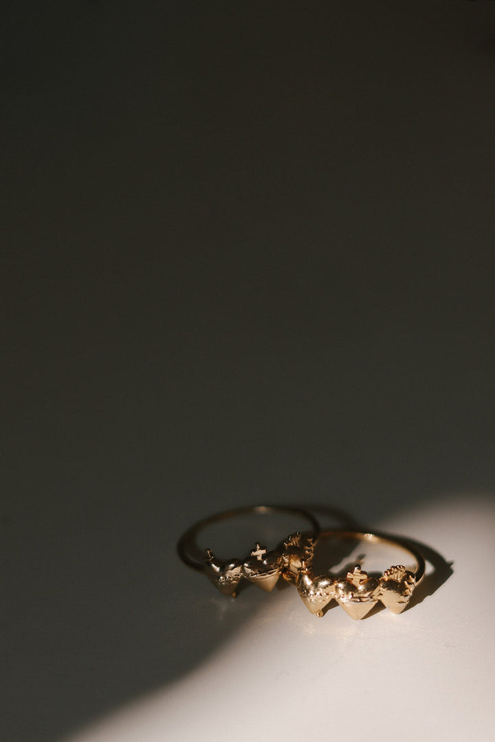 Sacred Hearts of the Holy Family Ring in 18k Gold Plated