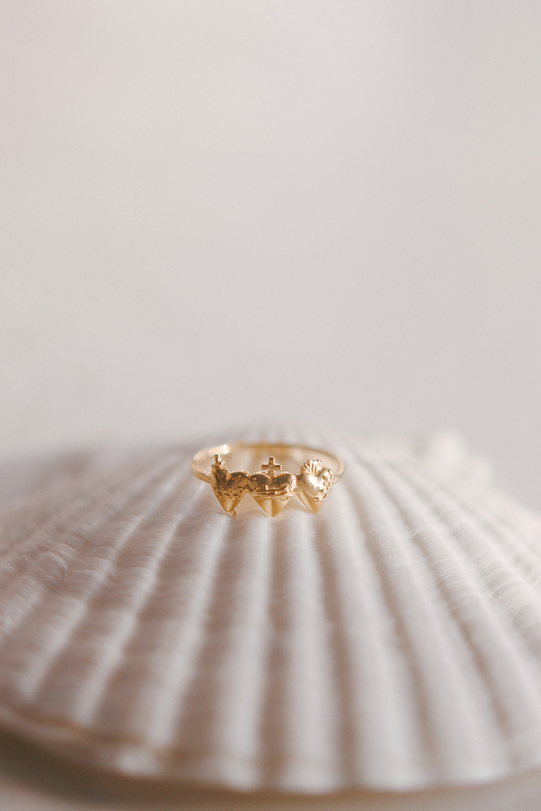Sacred Hearts of the Holy Family Ring in 18k Gold Plated