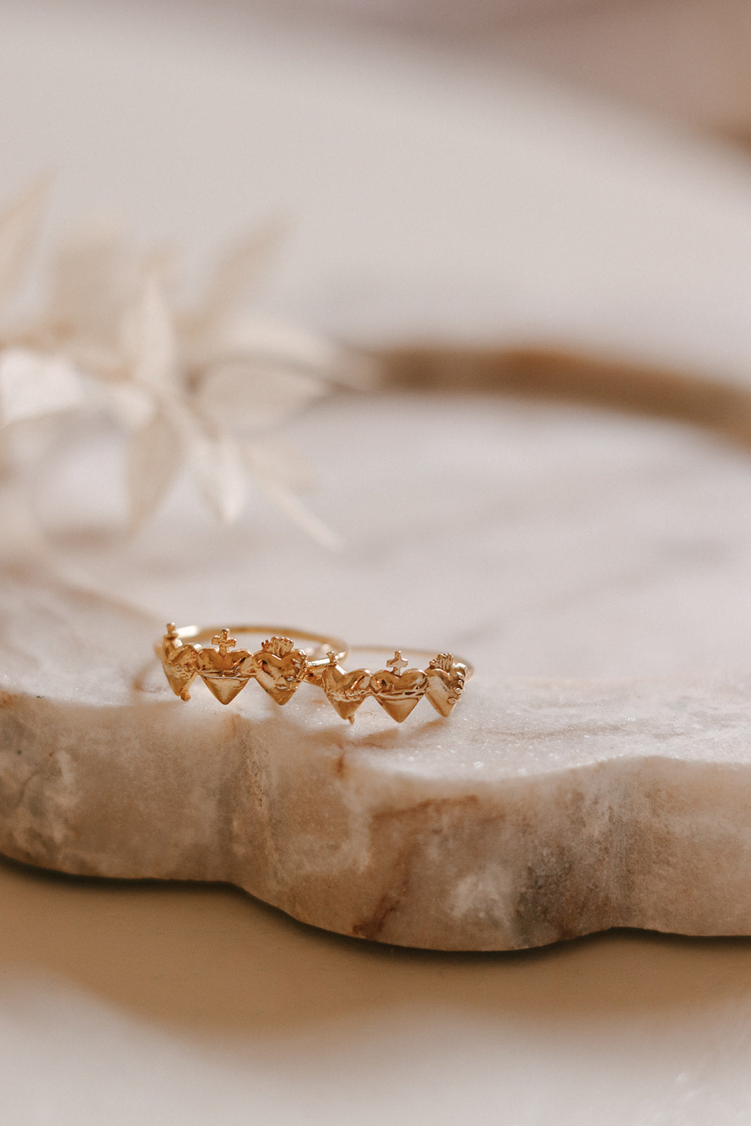 Sacred Hearts of the Holy Family Ring in 18k Gold Plated