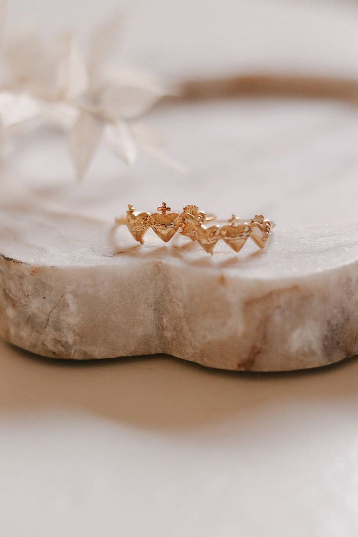 Sacred Hearts of the Holy Family Ring in 18k Gold Plated